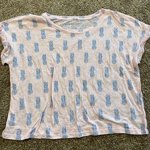 Pink and Blue cropped pineapple T-shirt